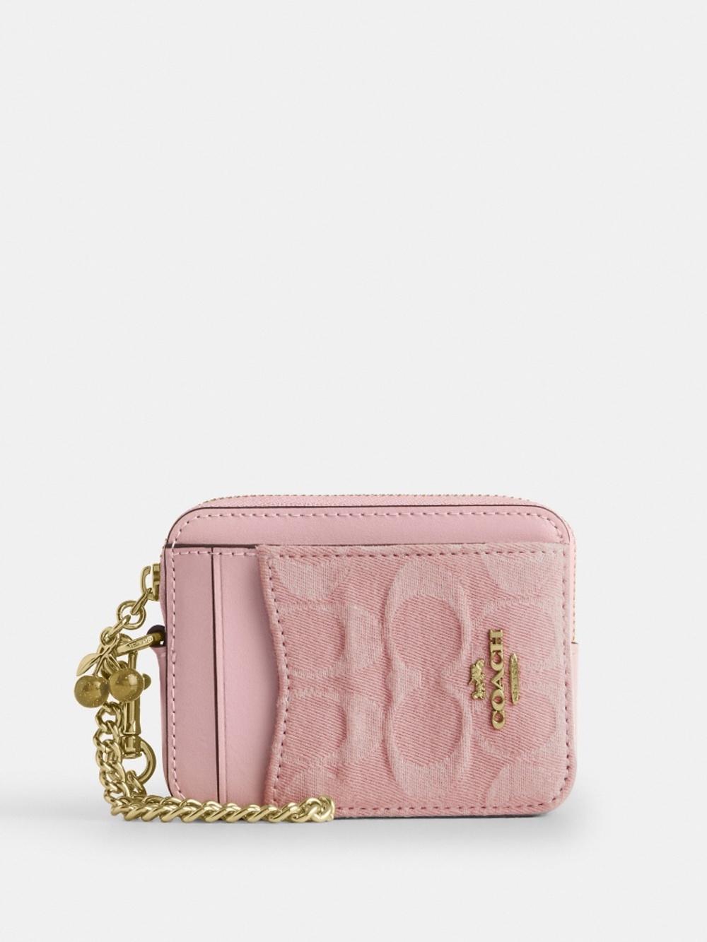 Coach Zip Card Case In Signature Denim With Charm